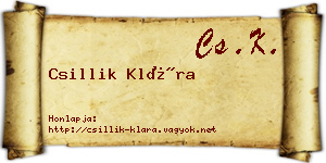 Csillik Klára névjegykártya